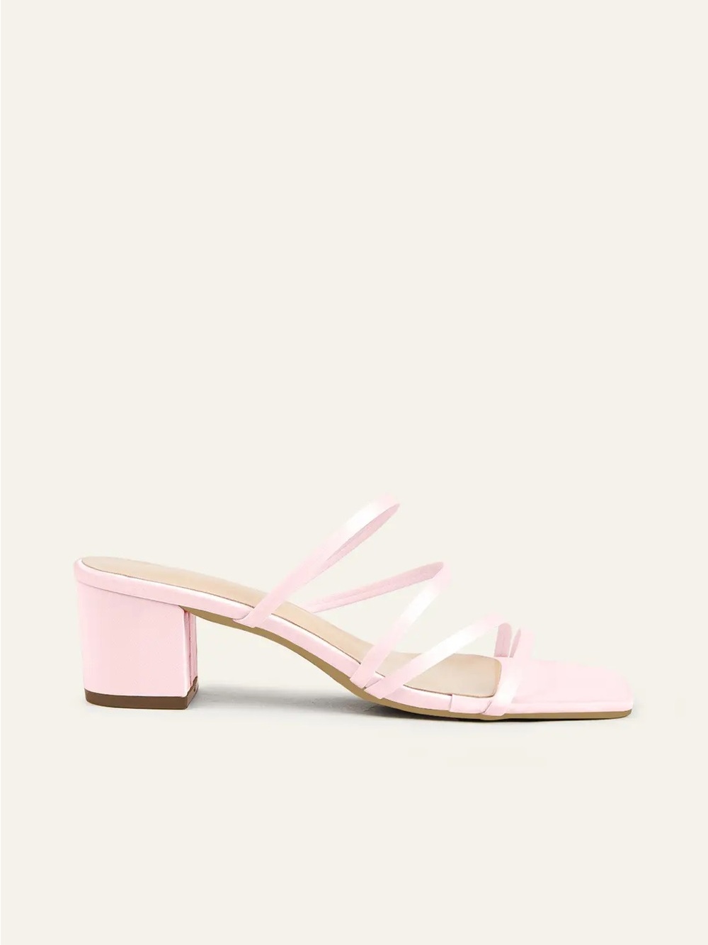Azazie Blushing Pink Strappy Block Heel Sandal Size 7